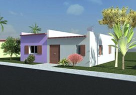 Imagem exterior de uma habitação referente ao projecto da Flaviarte para a construção de casas sociais em Angola