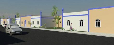 Vista exterior do projecto da Flaviarte para a construção de um bairro na Líbia